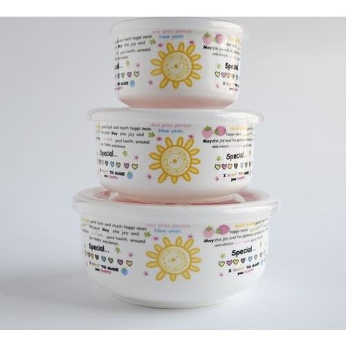 Three-piece set, bone china mixing bowl, ice cream bowl, ceramic japanese mixing serve bowl for buffet and party, microwave save