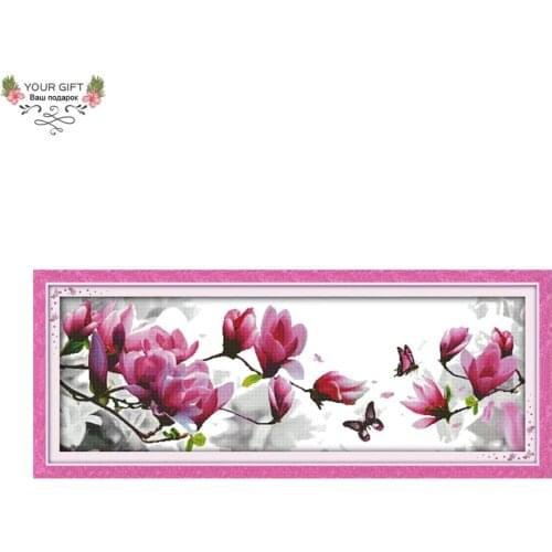 Joy Sunday H269 Free Shipping 14CT 11CT Stamped and Counted Home Decoration Magnolia Flower Embroidery Cross Stitch