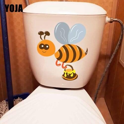 YOJA 19.8X22.5CM Animal Cartoon Bee Living Home Decor Toilet Decal Wall Sticker Funny Pattern T5-1004