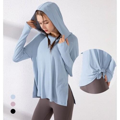 Women Yoga Loose Shirts Hoodie Qucik Dry Sport Fitness Longsleeve Shirts Tops Solid Trainning Sportwear Gym Shirts