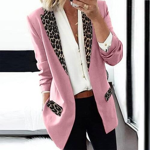 Fashion Trend Women Lapel Leopard Print Long Sleeves Suit Jacket Elegant Fall Winter Office Lady Cardigan Coat Casual Streetwear