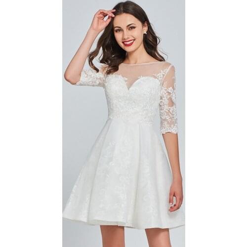 Tanpell ivory homecoming dress lace half sleeves above knee a line gown women back button party custom short homecoming dresses
