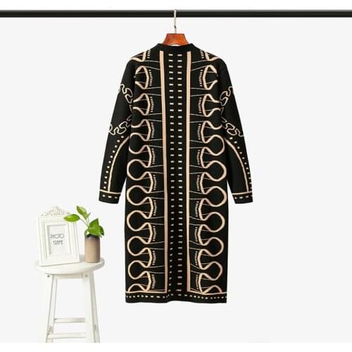 Plus-sized Clothing Dress Women 's 2020 Spring New Style Rich Lady Jacquard Loose -fit Play Sweater Dress Knit Elegant Fashion