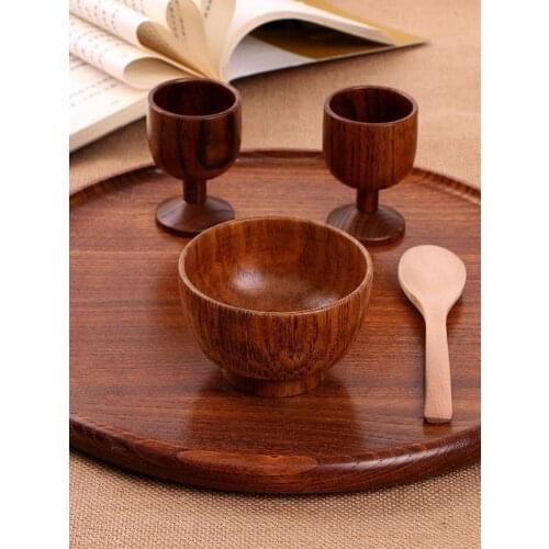 1 Pc Exquisite Wooden Goblet Chalice Vintage Handmade Jujube Wood Wine Glass for Cocktail Coffee Wine Glass Drinkware