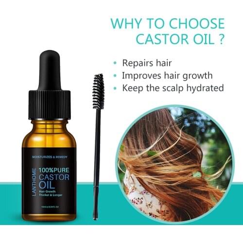 100% Pure Castor Oil Hair Essence for Eyelashes Growth,Preventing Hair Loss Fast Restoratio Hair Growth Care Essential Oil