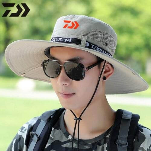 2021 Daiwa Fishing Hat Daiwa Hat Mountaineering Bucket Hat Sunscreen Breathable Hats for Men Outdoor Sun Protection Fishing Cap
