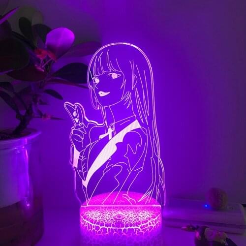 3D LED Night Light Japanese Anime Yumeko Jabami From Kakegurui Compulsive Gambler For Kids Decor Light Child Birthday Gift Lamp