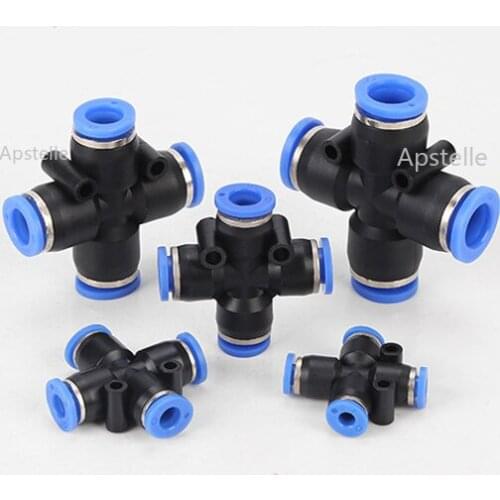 4 Way Cross Shape Equal Pneumatic 8mm 10mm 6mm 4mm 12mm OD Hose Tube Push In 4-Port Air Splitter Gas Connector Quick Fitting