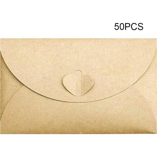 50 pcs / lot Handmade Heart Kraft Envelope Retro Envelopes Vintage Stationery Set Photo of Christmas Gift Package Storage Card