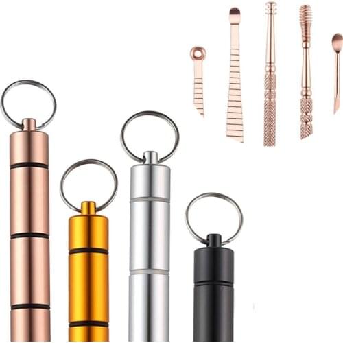 6Pcs/set Ear Wax Pickers Stainless Steel Earpick Wax Remover Curette Ear Pick Cleaner Ear Cleaner Spoon Care Ear Clean Tool