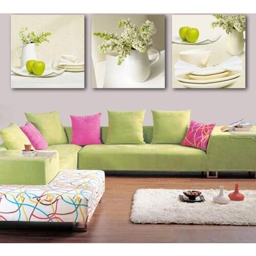 Free shipping modern 3 pieces still life print painting canvas fresh style for dinner room wall decor unframed