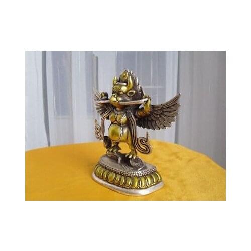 Pure buddhism brass Tibetan Silver Buddhist bronze Garuda statue bouddha statue Garden Decoration 100% real Brass Bronze