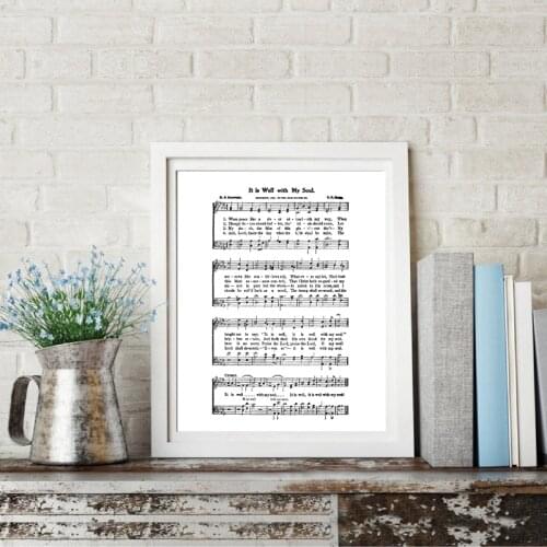It Is Well With My Soul Hymn Lyrics Print Hymnal Sheet Sheet Music Poster Home Wall Decor Inspirational Art Gift Canvas Painting