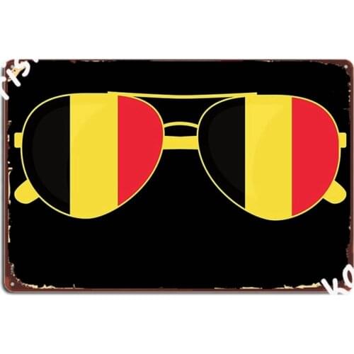 Belgian Flag Belgium Sunglasses Metal Signs Plaques Mural Printing Wall Mural Tin sign Posters