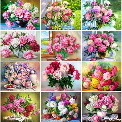 5D Diamond Mosaic Flowers Picture of Rhinestones Diamond Painting Peony Cross Stitch Bead Embroidery Handmade Hobby Gift