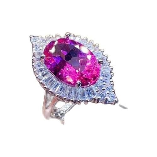 KJJEAXCMY fine jewelry 925 sterling silver inlaid natural gemstone pink topaz new Female ring popular Support Detection