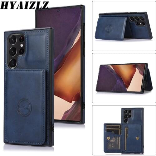 Magnetic Car Phone Case for Galaxy S21 Ultra S20 FE S10 Plus Note 10 Leather Flip Wallet Card Slot Bracket Shockproof Back Cover