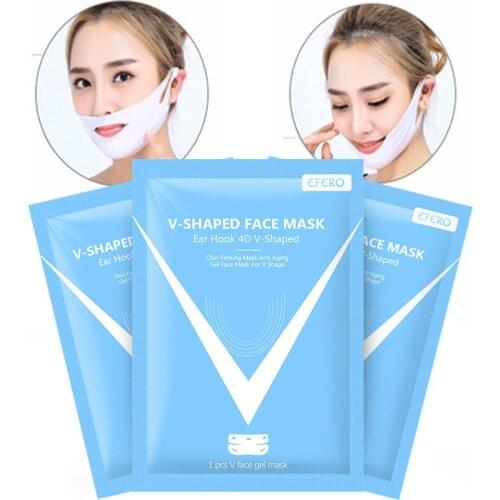 3PCS 4D Ear Hook V-shaped Face Mask Chin Firming Slimming Gel Face Masks Lifting Face Mask Bandage Double Chin V Shape Face Mask