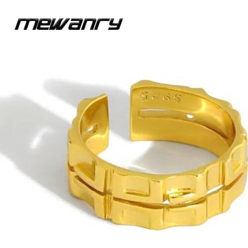 Mewanry Minimalist 925 Sterling Silver Rings for Women INS New Trend Vintage Couples Double Layer Hollow Party Jewelry Wholesale