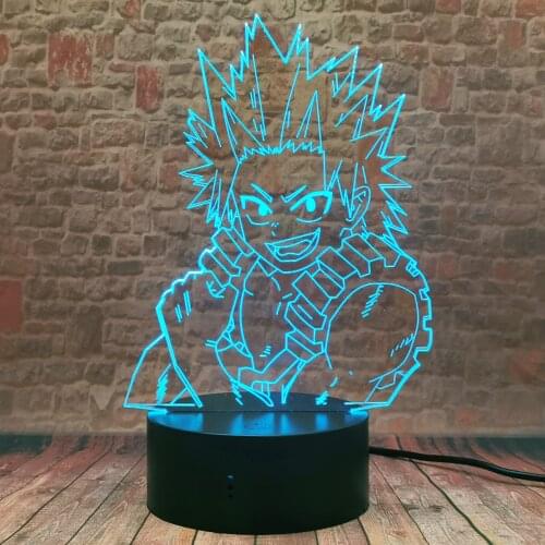 My Hero Academia Model 3D Illusion LED Table Nightlight Colorful Changing Light MHA Kirishima Eijiro Anime Figure Toys for kids