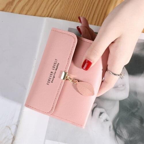 Fashion Womens Wallet Mini Coin Purse Leather Solid Color Vintage Short Wallet Bow-knot Hasp Ladies Girl Card Holder Clutch Bag