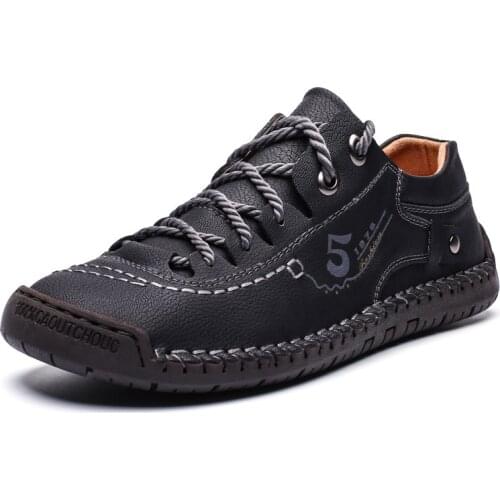 Men Casual Shoes Leather Fashion Men Sneakers Handmade Breathable Man Shoes Lightweight Mens Loafers Moccasins Plus Size 38-48