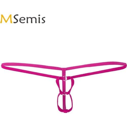 Mens Underwear Micro Tangas Thong Gay Porno Open Crotch Two O-ring Penis Holes G-String Bikini Briefs Sexy T-back Sissy Panties