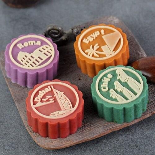 Mooncake Shaped Silicone Soap Molds 4-cavity Craft Resin Moulds