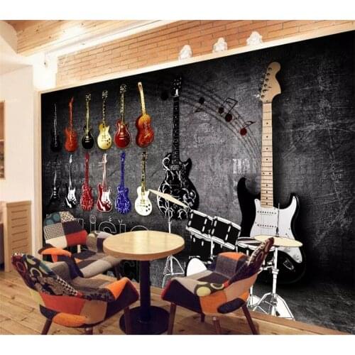 Beibehang Custom Mural Wallpapers 3d Retro Nostalgic Rock Musical Instruments Wallpapers Living Room Bedroom Mural 3d wallpaper