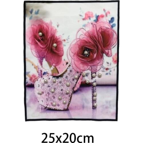 Shoes Shape Patches Rhinestones Pearl Beaded Beauty Stickers Sew on Motif Patch Accessory Vintage Clothing Applique Decor