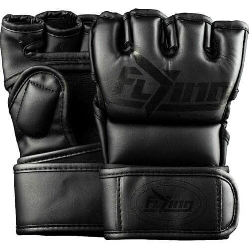 FIVING Half Finger Boxing Gloves PU Leather MMA Fighting Kick Boxing Gloves Karate Muay Thai Training Workout Gloves Men