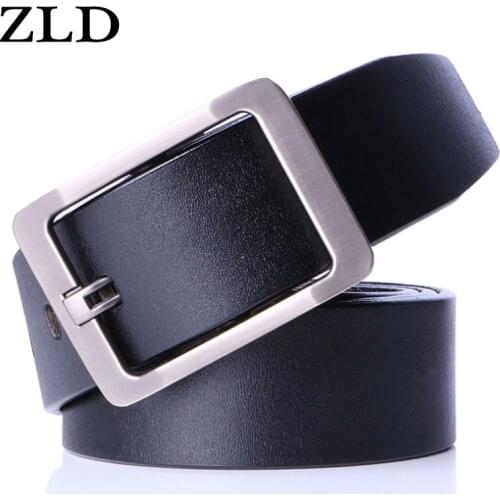 ZLD Mens belt leather belt men male genuine leather High Quality strap luxury pin buckle casual mens designer black belt