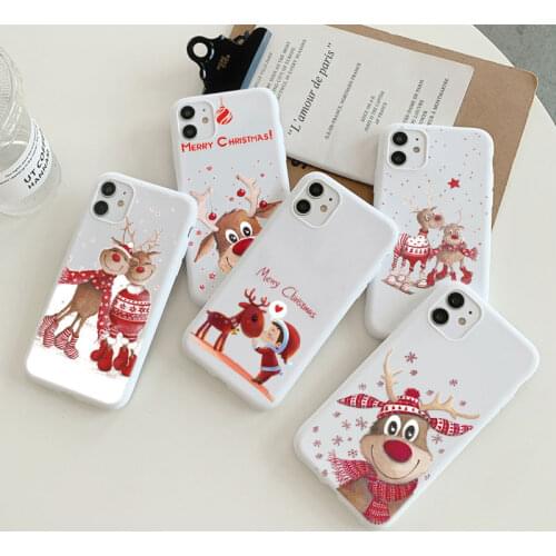 Cartoon Christmas Matte Cover Cases For Oneplus 8 Nord Z 7T 5T 6T 5 6 7 Pro Cute Animal Deer Santa Claus TPU Phone Case Fundas