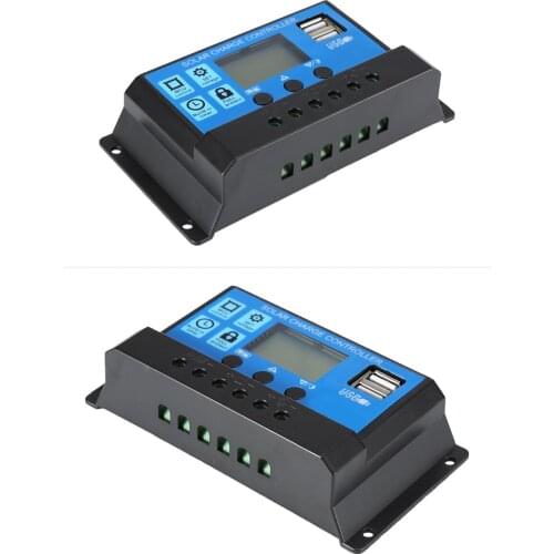 PWM 20A Solar Charger Controller 12V 24V Auto Controllers LCD Display 5V Dual USB Output Controller