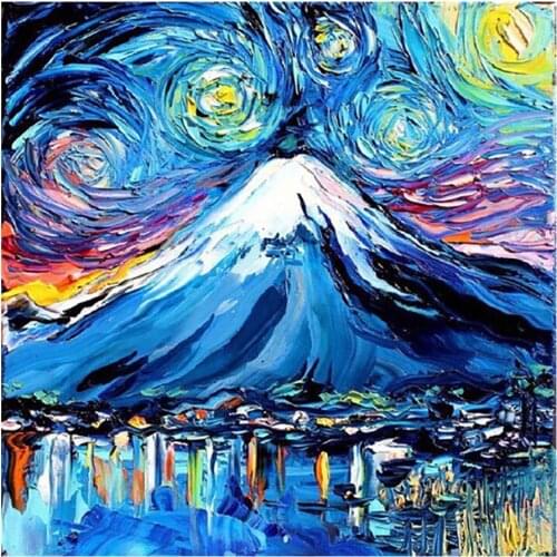 Snow Mountain Starry Sky Diamond Painting Oil Scenic Round Full Drill Nouveaute DIY Mosaic Embroidery 5D Cross Stitch Home Decor