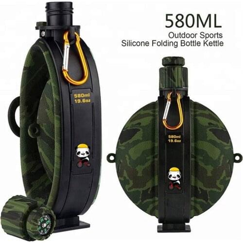 Outdoor Tactical Water Bottle Portable Large Capacity Folding Water Kettle Hiking Camping Leak Proof Tour Water Bottle 580ML