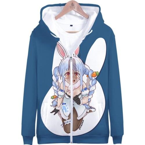 3D Cute Usada Pekora Zipper Hoodie Manga Girl Zip-up High Street Casual Rabbit Fashion Zipper Hooded Boys/girls Pekora Clothes