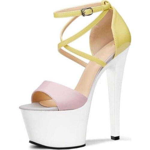 17cm Fashion parties bottom shoes women sexy pump ankle strap shoes summer sandals womens shoes