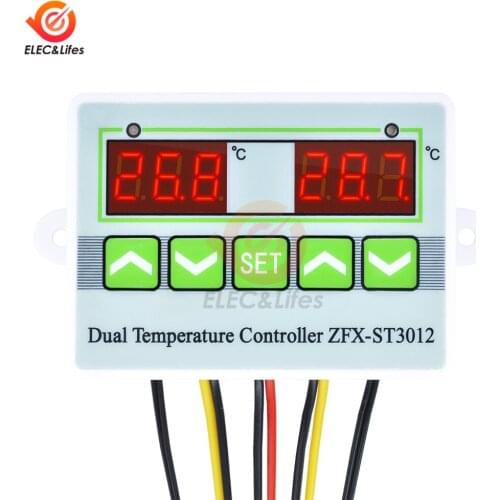 ST3012 DC 24V Smart Temperature Controller Switch LED Digital Dual Electronic Thermostat Temperature Sensor Gauge Heater Cooler