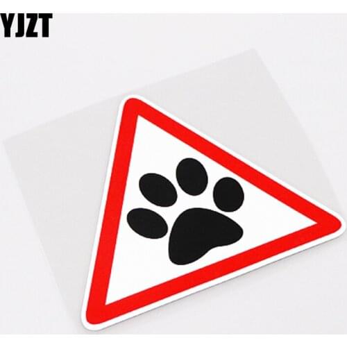 YJZT 12.2CM*10.5CM Fashion Animal Palm Print Warning Mark PVC Car Sticker Decal 13-0994