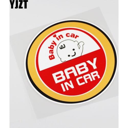YJZT 14CMX13CM Baby IN Car Sticker Wave your baby Pvc Decal 13A-0068