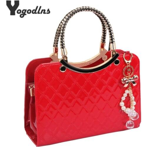 Women PU Handbag with Hanging Ornament Elegant Black Hard Design Top-handle Adjustable Strap Shoulder Bag With High Quality