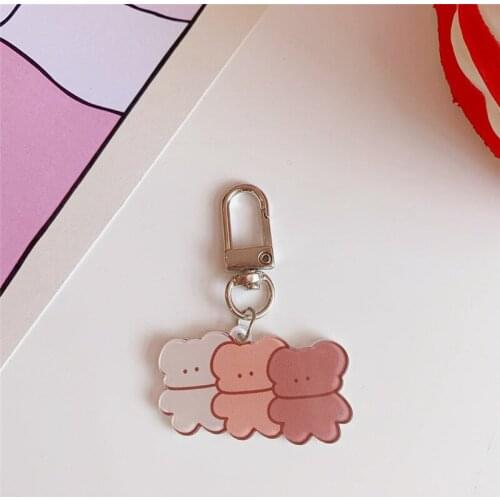 Cartoon Animal Keyring for Women Bag Pendant Key Chain Charm Keyfob Jewelry Gift