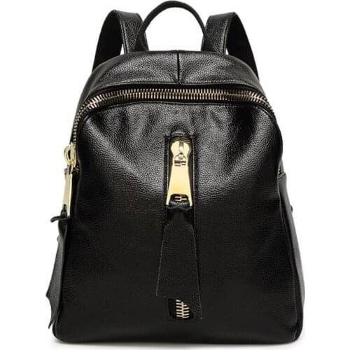 Womens Genuine Cowhide Leather Backpack School Bag with zipper pocket 2016 new design, Genuine Leather Shoulder Lady bag