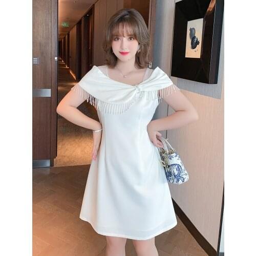 High quality The new design of collar bow beaded fringe dress summer