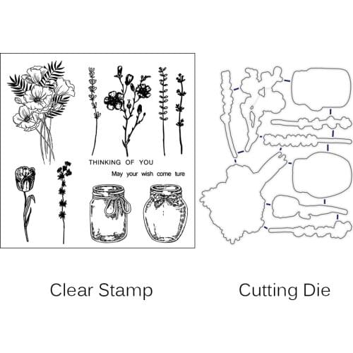 ZhuoAng Bottles Flowers Leaves Clear Stamps Cutting Dies For DIY Scrapbooking/Card Making/Album Decorative Silicon Stamp Crafts