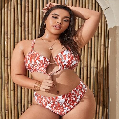 Snake Plus Size Separate Swimsuit Womens Swimwear 2021 Bikini Feminino High Waisted Bathing Suit Female Set 2 Pcs Piece Female