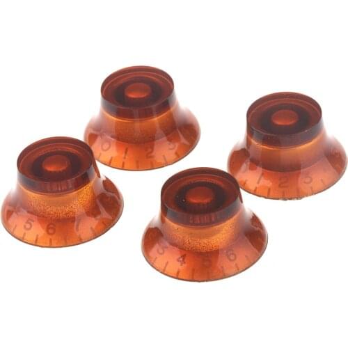 Musiclily Metric 6mm Top Hat LP Style Guitar Speed Control Knobs,Amber with White Number (4 Pieces)