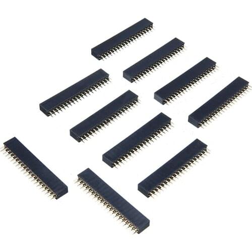 10pcs/Lot 2.54mm 40 Pin Double Row Female Pin Headers Strip High Quality Electrical Straight Header Pitch Socket Pin Strip