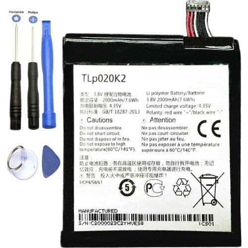 2000mAh TLp020K2 battery for Alcatel 6039 One Touch Idol 3 (4.7) TLp020K1 TLp020K2 mobile phone with repair tools